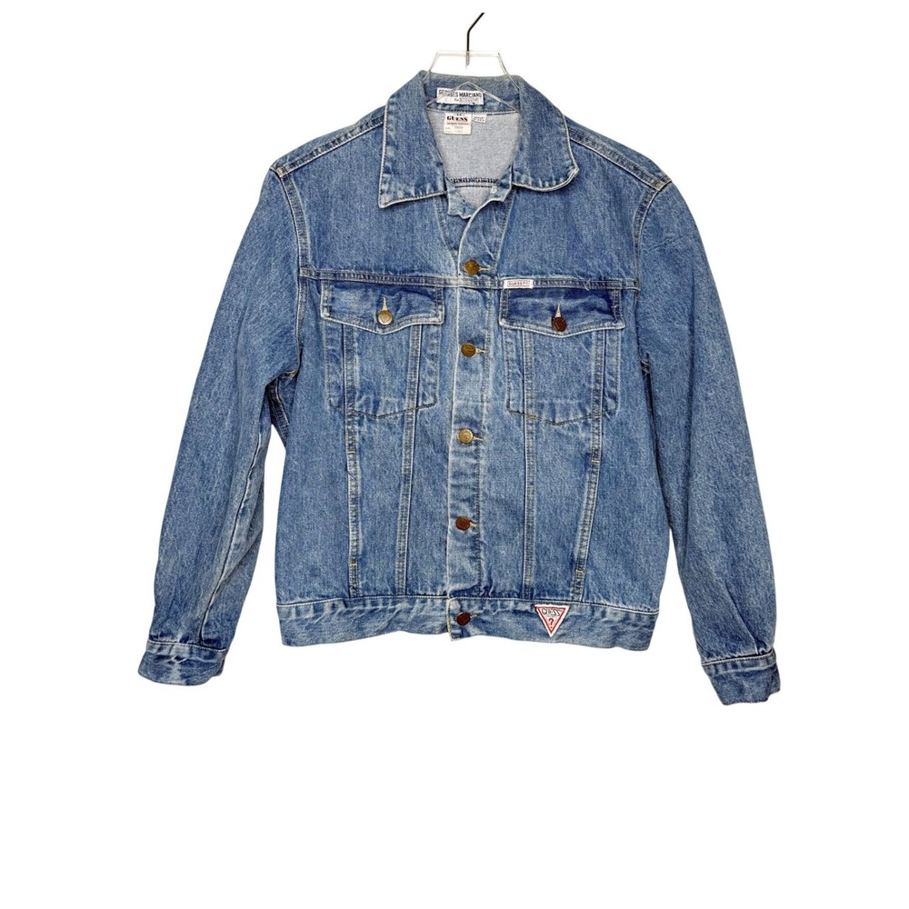 Vintage Guess Georges Marciano Blue Jean Jacket Dolman Sleeve USA Medium